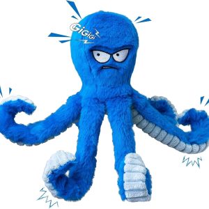 Blue Octopus Dog Toy ? Tough Chew, Squeaky & Interactive Fun
